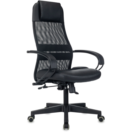Компьютерное кресло "Бюрократ CH-NOVA LUX", сетка, экокожа, пластик, черный