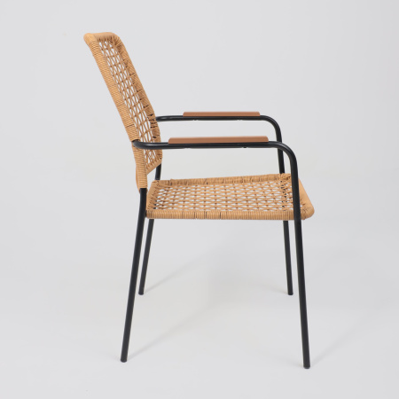 Кресло садовое AksHome BERGAMO, PE искусственный ротанг, черный, коричневый