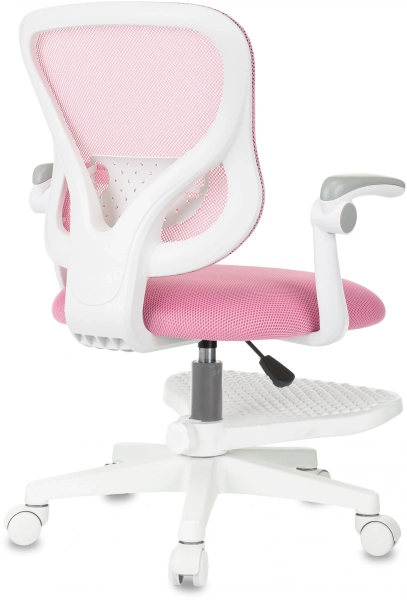 Кресло детское Бюрократ Burokids 3, сетка, ткань, пластик, корпус белый, подставка для ног, розовый