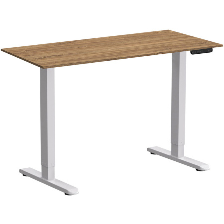 Стол с электроприводом WellDesk Prime, 1300x675х18 мм, белый, дуб канзас коричневый