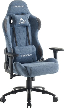 Кресло игровое EVERPROF Ghost ткань, синий, крестов. металл