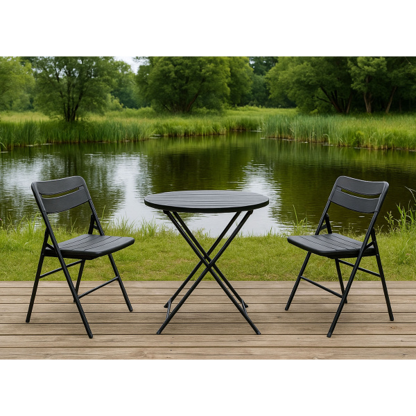 Стул складной, пластик, темно-серый Стул складной, пластик, темно-серый