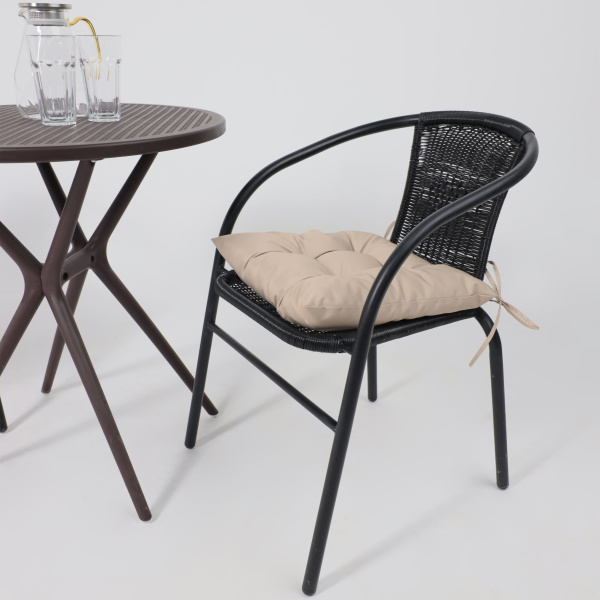 Кресло садовое AksHome RVERONA, PP, черный, сталь-черная Кресло садовое AksHome RVERONA, PP, черный, сталь-черная