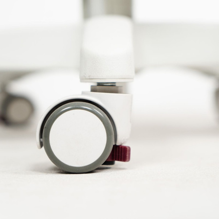 Кресло детское Ergosmart Antey, ткань, пластик, корпус белый, подставка для ног, с чехлом розовым, серый