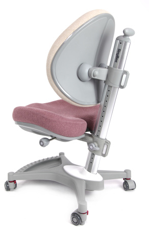 Кресло детское SingBee Cobee 138, ткань, розовый пудровый, пластик, корпус серый, подставка для ног, с чехлом серым