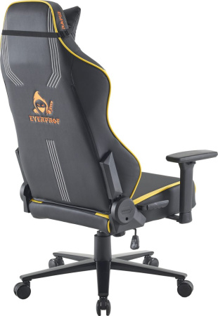Кресло игровое EVERPROF Rapid, экокожа, черный, желтый, крестов. металл