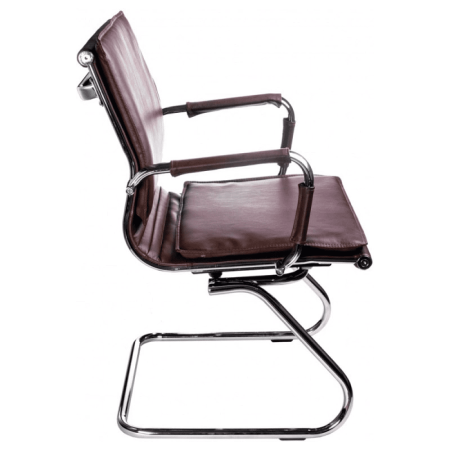 Кресло на полозьях "Бюрократ Ch-993-Low-V", экокожа, коричневый, металл хром