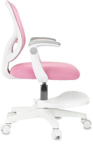 Кресло детское Бюрократ Burokids 3, сетка, ткань, пластик, корпус белый, подставка для ног, розовый