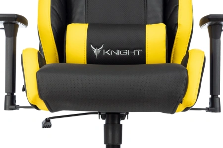 Кресло игровое Бюрократ Knight Thunder 5X, экокожа, черный, желтый