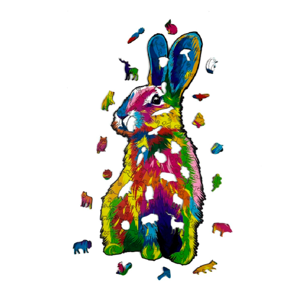 Пазл деревянный "Кролик", разноцветный
