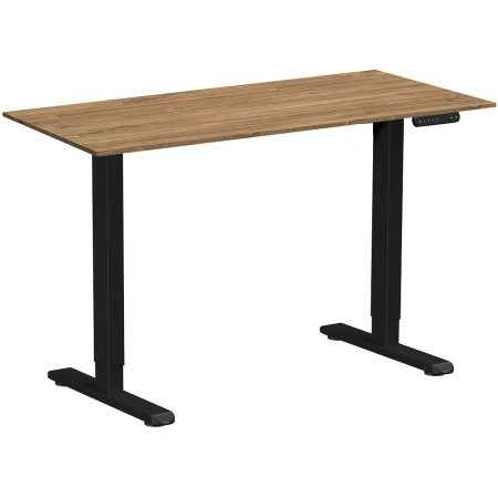 Стол с электроприводом WellDesk Prime, 1300x675х18 мм, черный, дуб канзас коричневый