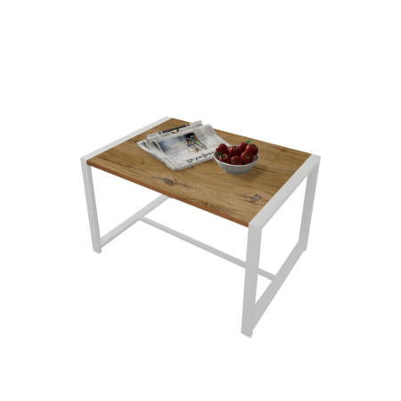 Стол журнальный ALLERD RION, белый муар, Дуб Нокс