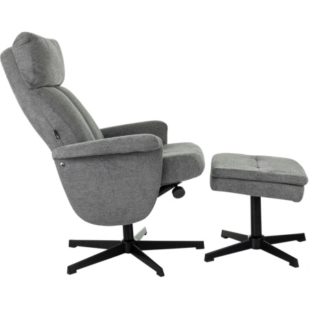 Кресло мягкое Бюрократ Baron, ткань, серый, металл, с пуфом