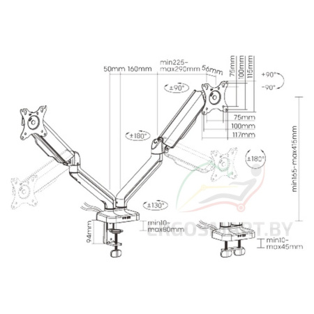 Крепление для 2-ух мониторов Power Black DBL, черный