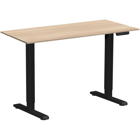 Стол с электроприводом WellDesk Prime, 1300x675х18 мм, черный, акация лэйклэнд светлая