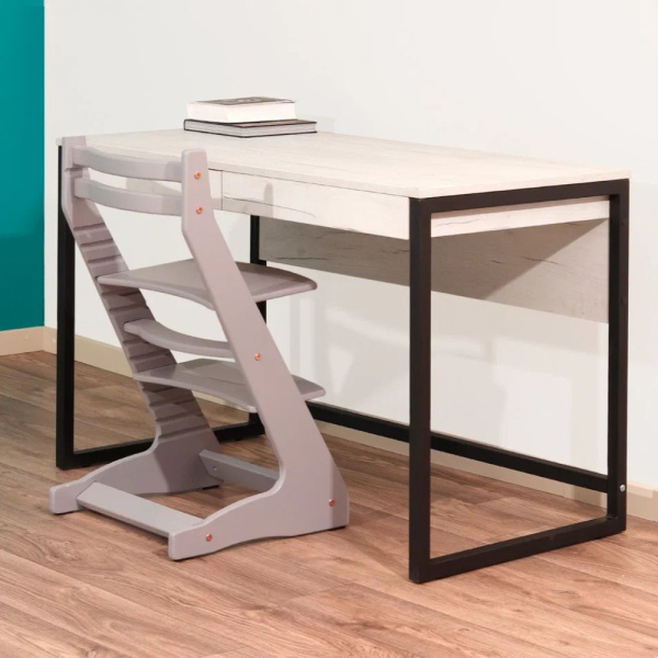 Стол письменный Millwood Лофт Чикаго P-2, 1200х600 мм, дуб белый крафт, черный