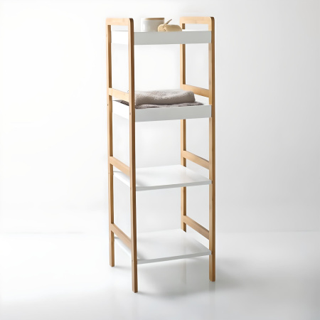 Стойка для хранения MAGNOLIA - 4, бамбук + белый