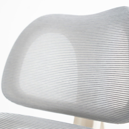 Кресло детское Ergosmart Antey, ткань, пластик, корпус белый, подставка для ног, с чехлом розовым, серый