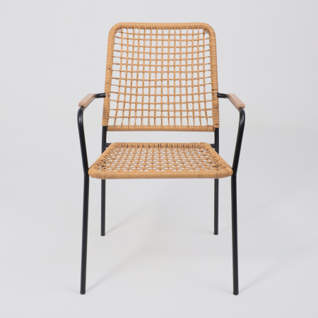 Кресло садовое AksHome BERGAMO, PE искусственный ротанг, черный, коричневый