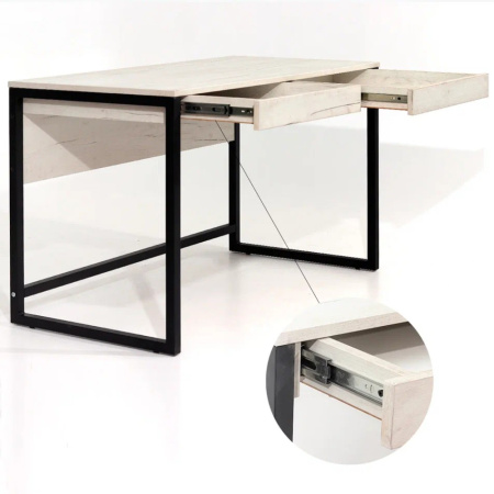 Стол письменный Millwood Лофт Чикаго P-2, 1200х600 мм, дуб белый крафт, черный