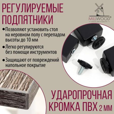 Стол письменный Millwood Лофт Сиэтл (ДТ-5), 1600х700 мм, сосна пасадена, черный Стол письменный Millwood Лофт Сиэтл (ДТ-5), 1600х700 мм, сосна пасадена, черный