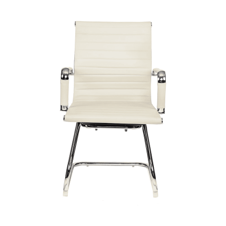 Кресло на полозьях "Бюрократ CH-883-LOW-V", экокожа, слоновая кость, металл хром