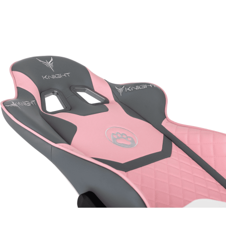Кресло игровое Бюрократ Knight "Catzy", экокожа, пластик, серый, розовый