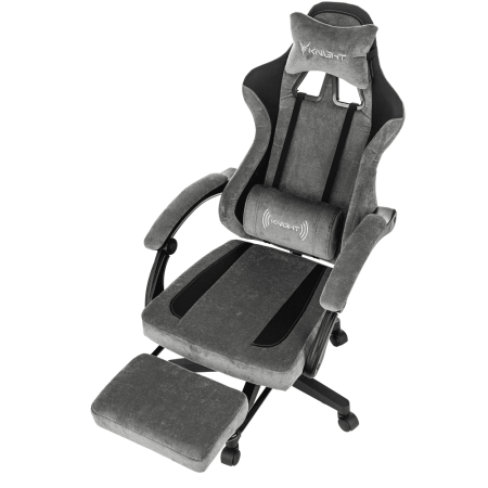 Кресло игровое Бюрократ Knight "Custom/F GR", ткань, пластик, серый, черный