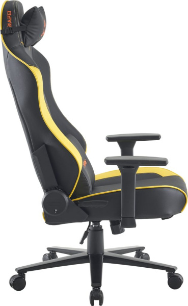 Кресло игровое EVERPROF Rapid, экокожа, черный, желтый, крестов. металл