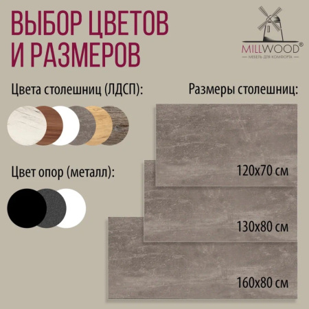 Стол письменный Millwood Лофт Сиэтл (ДТ-5), 1600х700 мм, бетон, графит