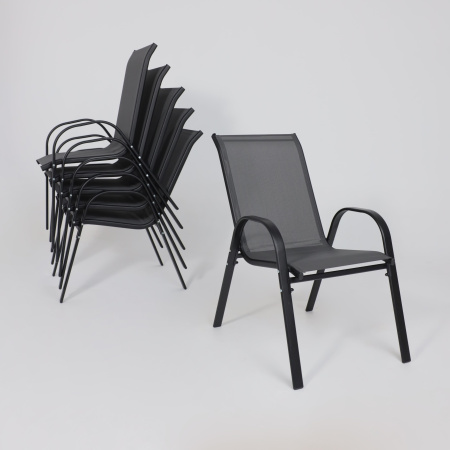 Комплект мебели садовой AksHome SUNBEAM (стол 1 шт, 6 кресел, зонт 1 шт), серый, черный