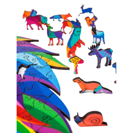 Пазл деревянный "Волк", разноцветный