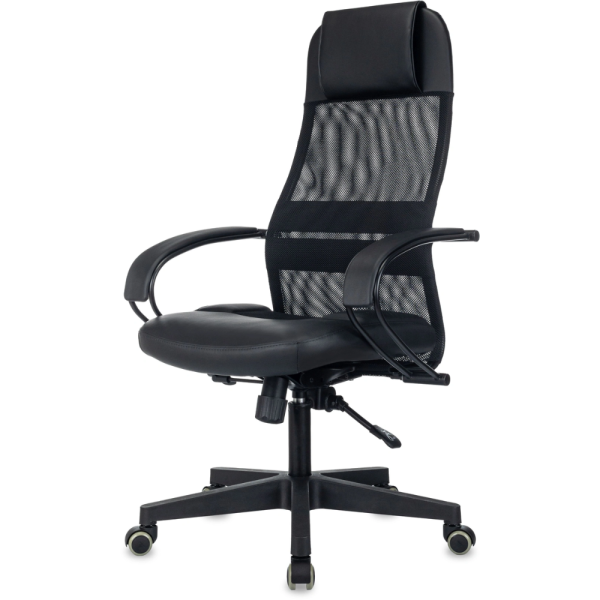 Компьютерное кресло "Бюрократ CH-NOVA LUX", сетка, экокожа, пластик, черный