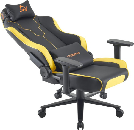 Кресло игровое EVERPROF Rapid, экокожа, черный, желтый, крестов. металл