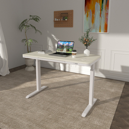 Стол с электроприводом двухмоторный AOKE HOME WOOD, цвет белый, береза