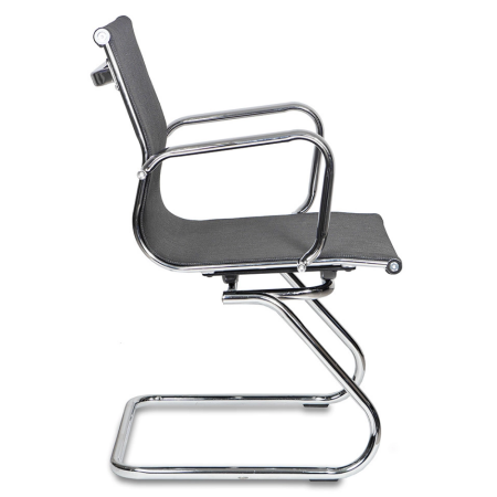 Кресло на полозьях "Бюрократ Ch-993-Low-V", сетка, черный, металл хром