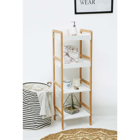 Стойка для хранения MAGNOLIA - 4, бамбук + белый