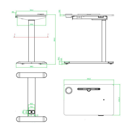 Стол подъемный с электроприводом одномоторный AOKE REST WOOD, черный, темное дерево (AK-MR-P20-C-BK+WN)