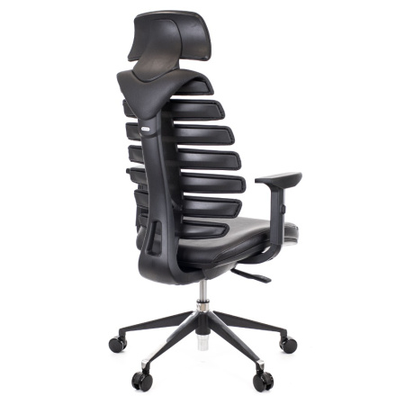 Кресло компьютерное EVERPROF Ergo, натуральная кожа, алюминий, черный