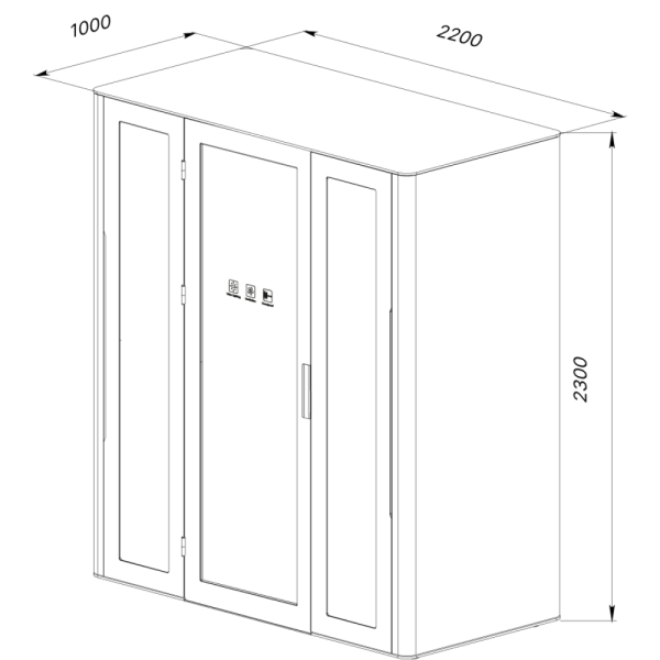Акустическая кабина двухместная Capsula DUO NEW Comfort, глухая стенка, тёмный войлок