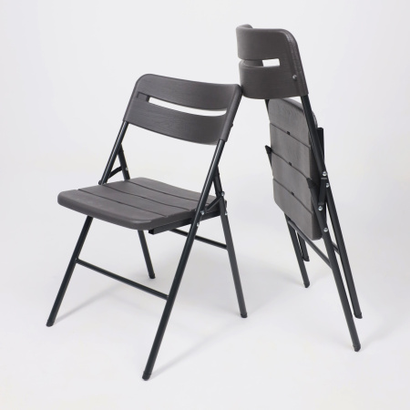 Стул складной, пластик, темно-серый