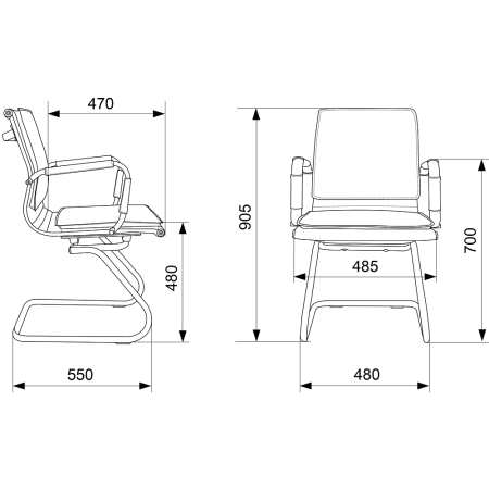 Кресло на полозьях "Бюрократ Ch-993-Low-V", экокожа, коричневый, металл хром