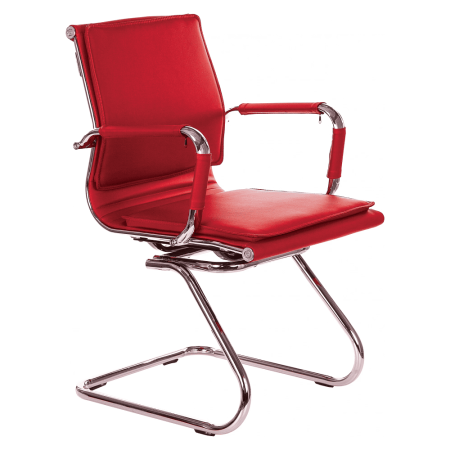 Кресло на полозьях "Бюрократ Ch-993-Low-V", экокожа, красный, металл хром