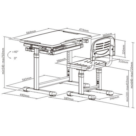 Комплект Ergosmart ученический Smart B207EDU: комплект мебели (парта и стул) B207EDU