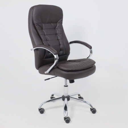 Кресло компьютерное AksHome Richard new, экокожа, металл, коричневый