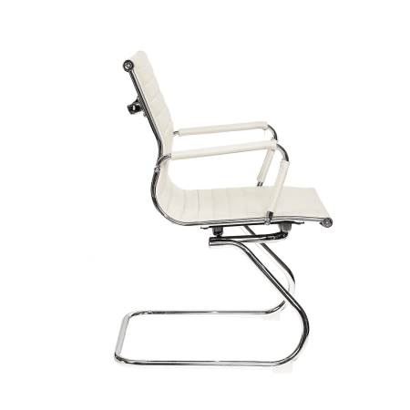 Кресло на полозьях "Бюрократ CH-883-LOW-V", экокожа, слоновая кость, металл хром
