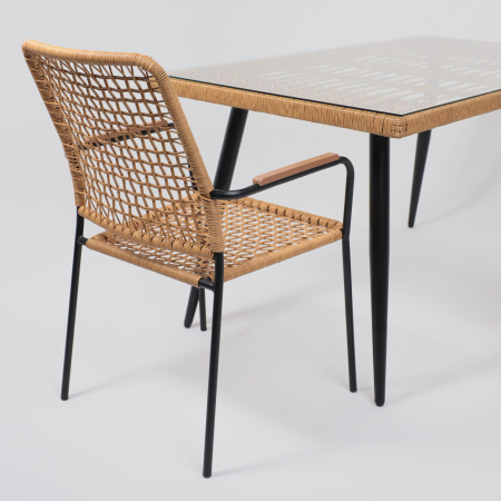 Кресло садовое AksHome BERGAMO, PE искусственный ротанг, черный, коричневый