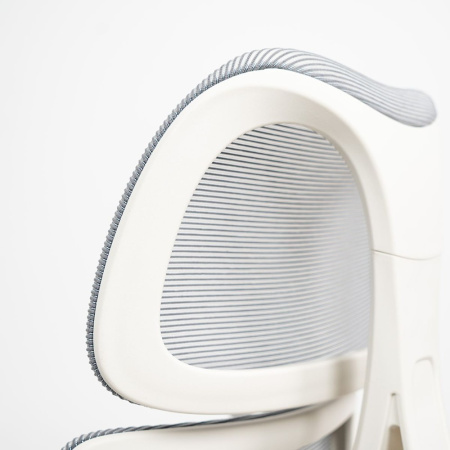 Кресло детское Ergosmart Antey, ткань, пластик, корпус белый, подставка для ног, с чехлом розовым, серый