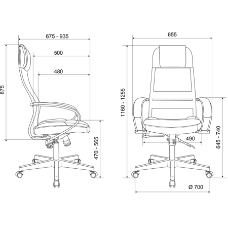 Компьютерное кресло "Бюрократ CH-NOVA LUX", сетка, экокожа, пластик, черный