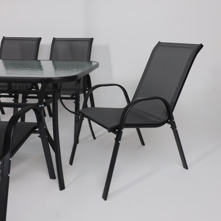 Комплект мебели садовой AksHome SUNBEAM (стол 1 шт, 6 кресел, зонт 1 шт), серый, черный